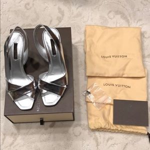 Louis Vuitton silver heels wore once size …